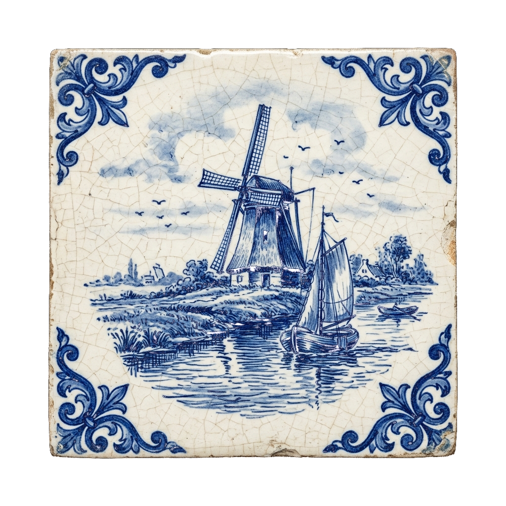 Royal Delft Windmill Tile